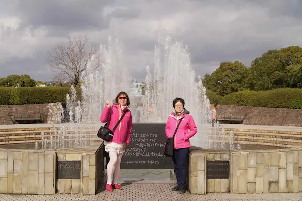 Chris and Lyn, fountain on peace